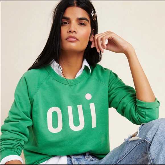 Clare V Tops - Clare V. For Anthropologie Oui Sweatshirt Green SZ S